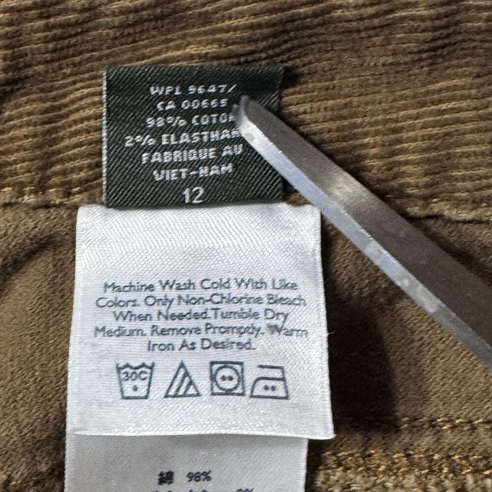 VTG Eddie Bauer Pants Womens Tan Corduroy Boot Cut Stretch Sz 12 90s Minimalism - Picture 6 of 11